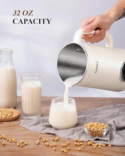 KIDISLE 8-In-1 Multifunctional Automatic Nut Milk Machine & Coffee Maker 32Oz Auto Self-Cleaning Delay Start Keep Warm Boil Water Stainless Steel Black/White - Kitchen Appliances